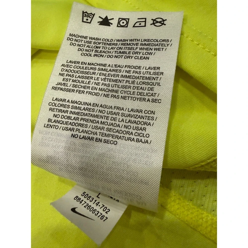 Nike Dri-FIT Running Shirt Womens Large Neon Yellow Volt Mesh Training Top L